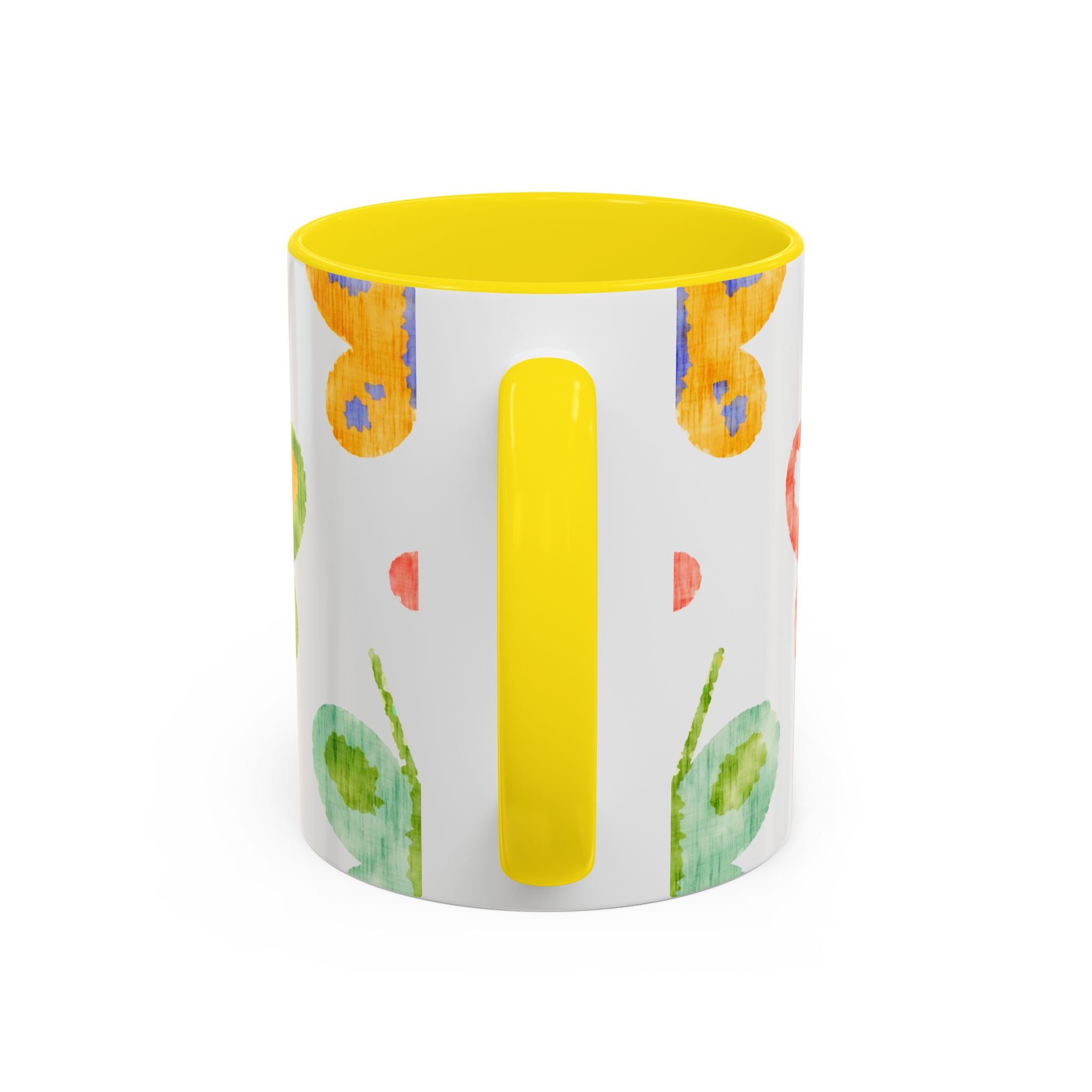 Watercolor Butterfly Accent Mug — Original Colorful Ceramic Cup