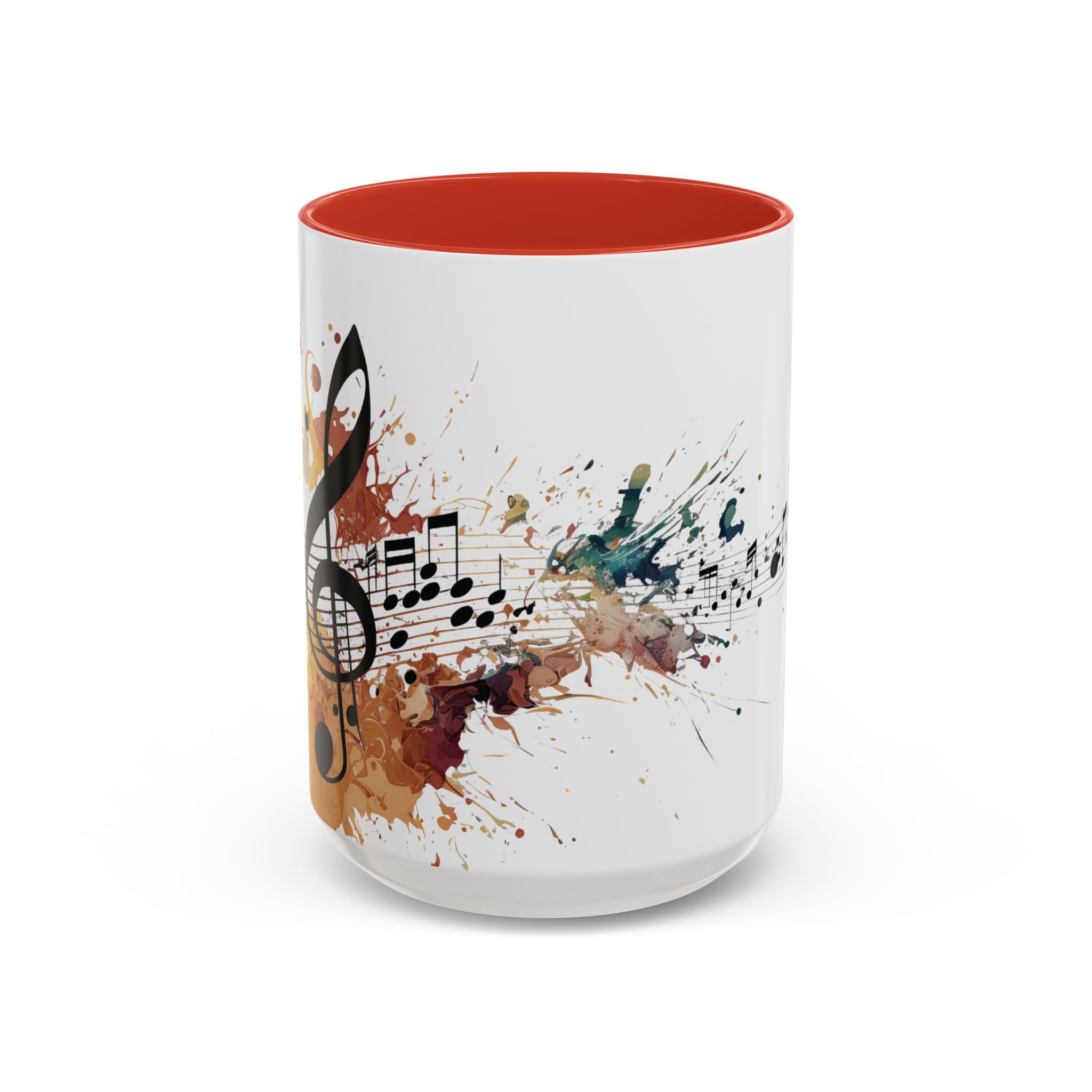 Music Notes Accent Mug — Original Watercolor Treble Clef Ceramic Cup