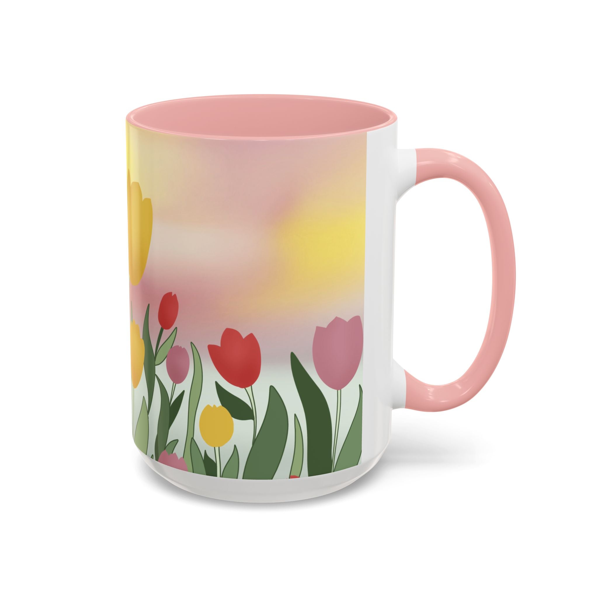 Spring Tulip Accent Mug — Original Floral Ceramic Cup