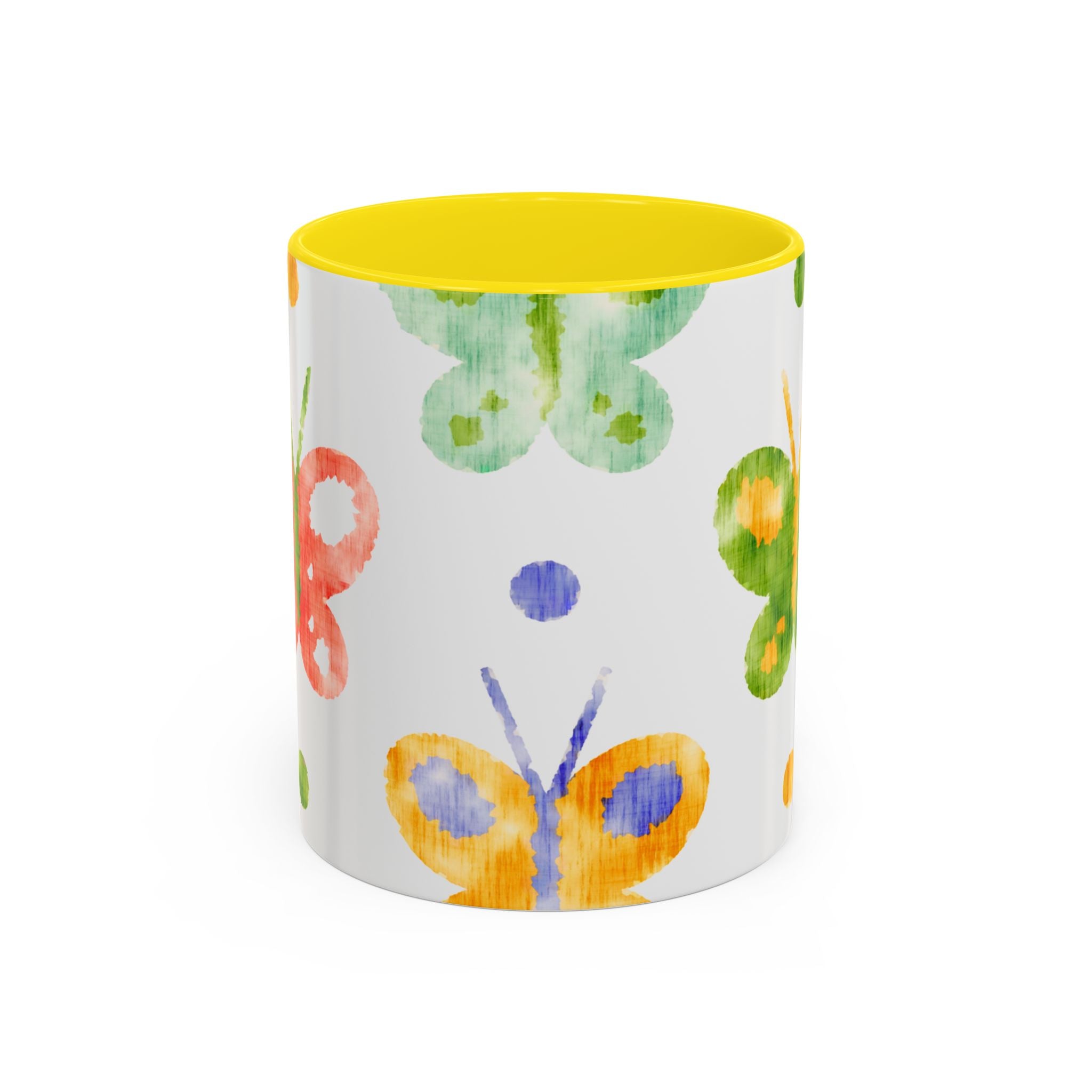 Watercolor Butterfly Accent Mug — Original Colorful Ceramic Cup