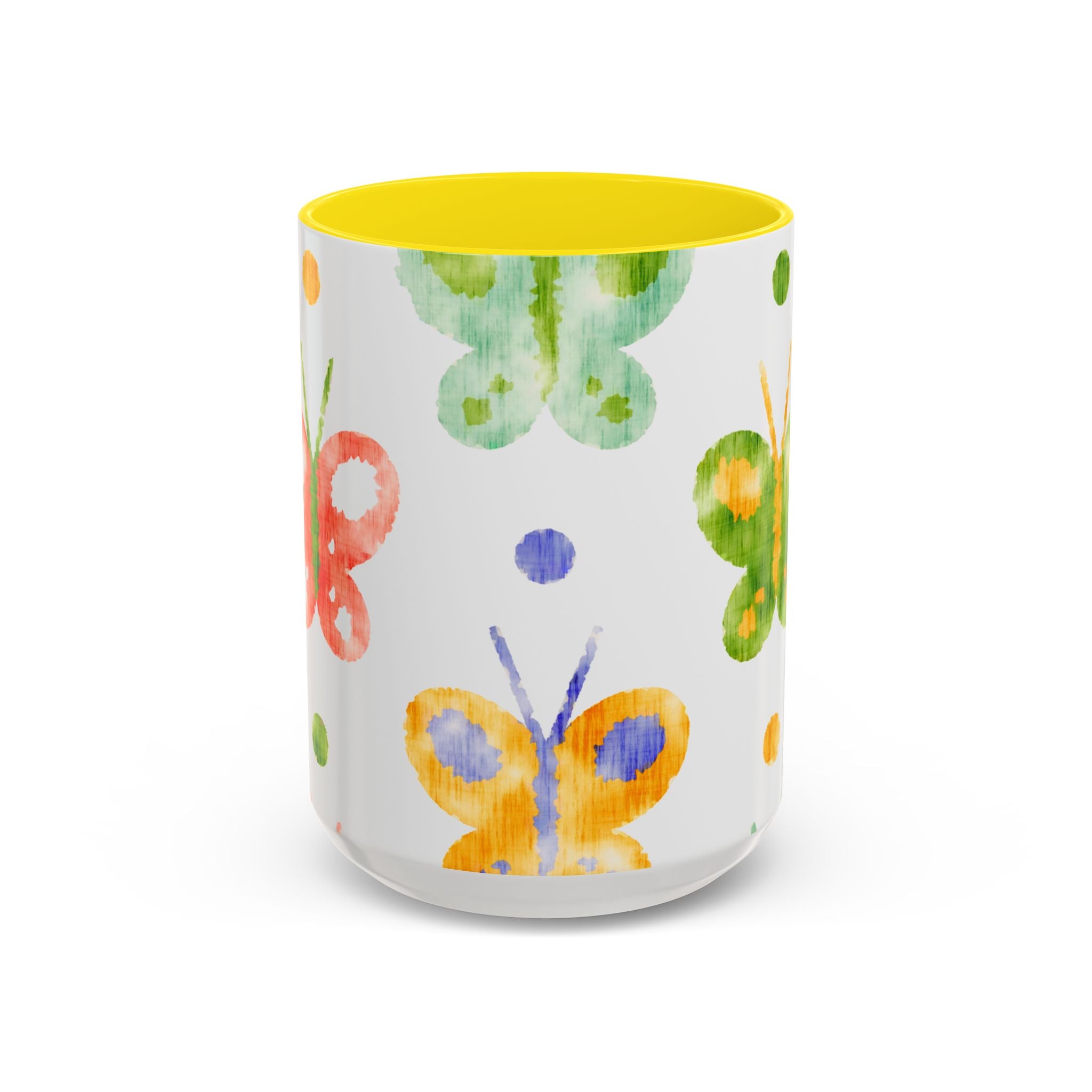Watercolor Butterfly Accent Mug — Original Colorful Ceramic Cup
