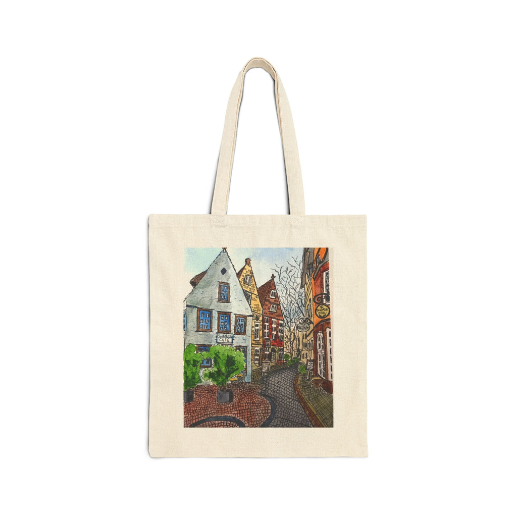 Bremen Germany Street Scene Canvas Tote — Original Watercolor Art