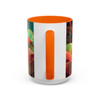 Abstract Autumn Leaves Accent Mug — Original Colorful Ceramic Cup