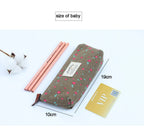 Floral Canvas Pencil Case - Zipper Stationery Pouch