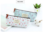 Floral Canvas Pencil Case - Zipper Stationery Pouch