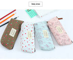 Floral Canvas Pencil Case - Zipper Stationery Pouch