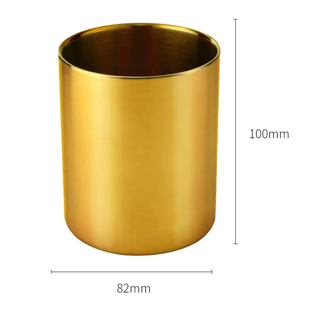 Vintage Brass-Tone Steel Pen Holder – Hexagon or Round | Desk Organizer for Pens, Pencils & Brushes