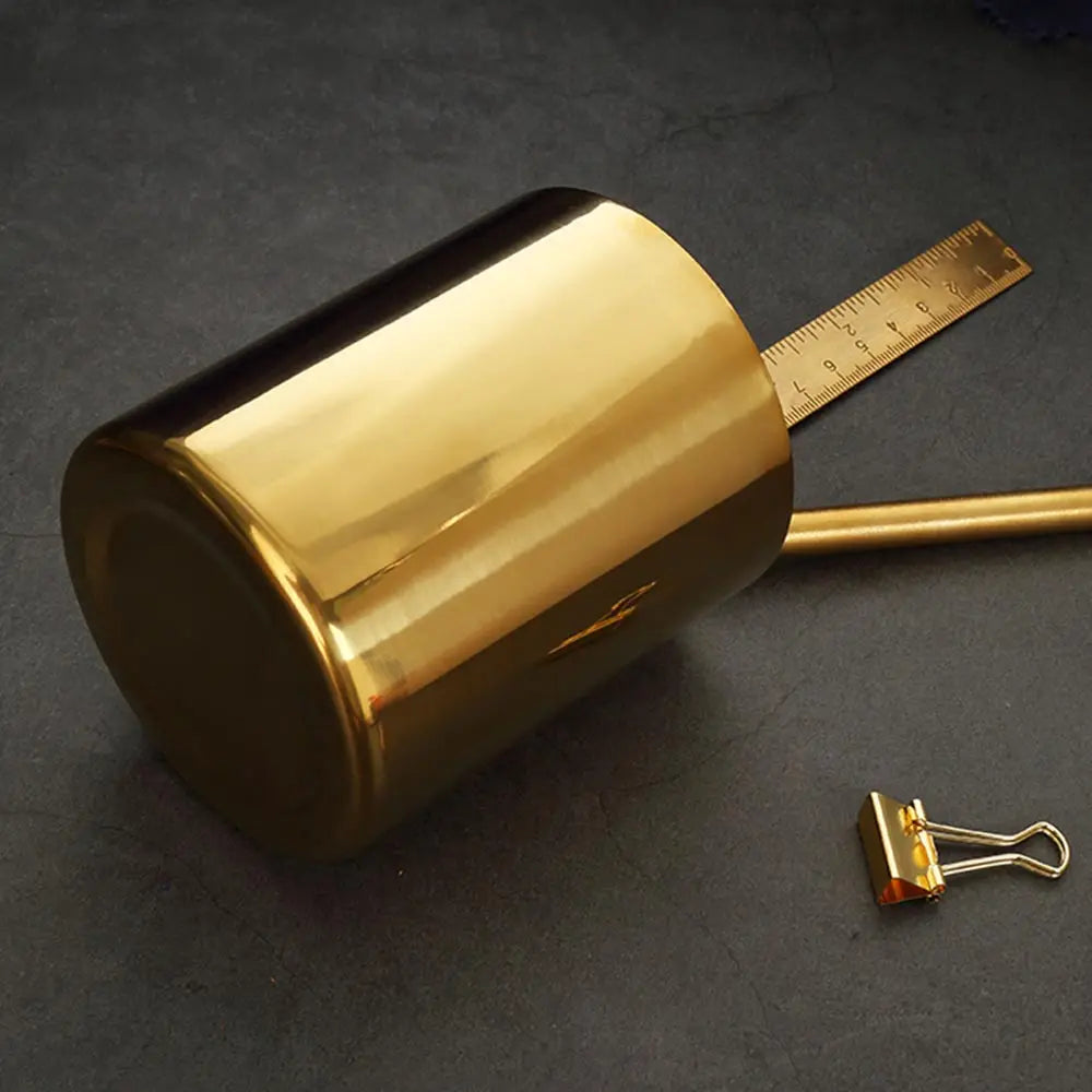 Vintage Brass-Tone Steel Pen Holder – Hexagon or Round | Desk Organizer for Pens, Pencils & Brushes