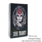 XIII Dark Tarot Deck - 78 Cards Gothic Mysterious Divination | 5 Languages on Every Card | QR Guide Included | Adults 18+