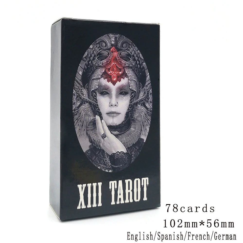 XIII Dark Tarot Deck - 78 Cards Gothic Mysterious Divination | 5 Languages on Every Card | QR Guide Included | Adults 18+