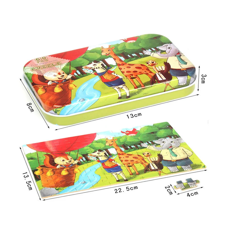 60-Piece Wooden Puzzle for Kids - Educational Jigsaw with Animals & Vehicles (Ages 4-6)