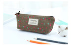 Floral Canvas Pencil Case - Zipper Stationery Pouch
