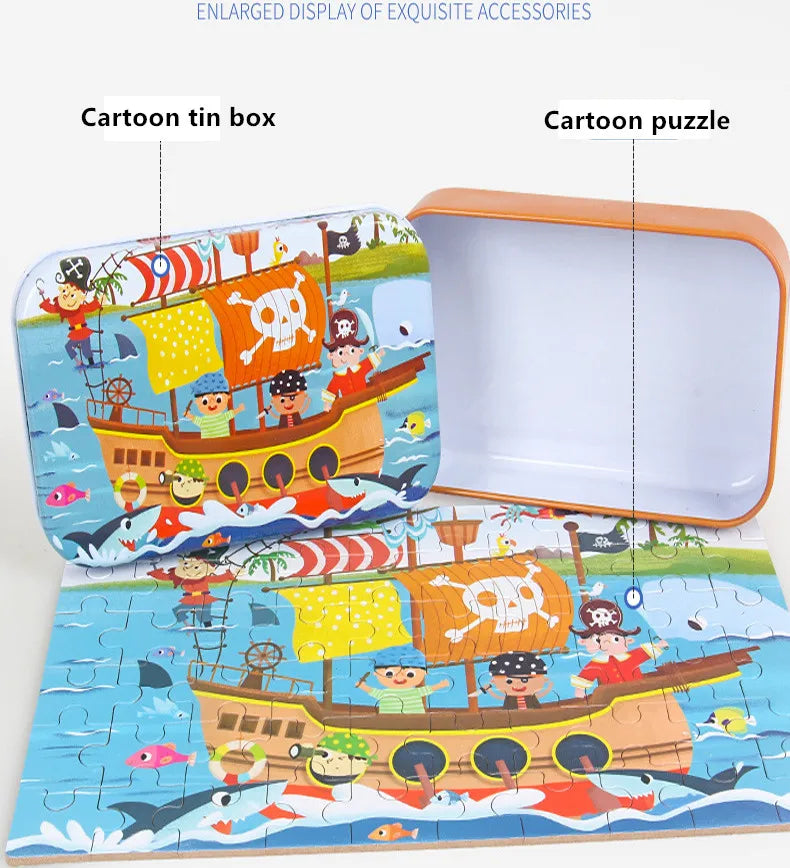 60-Piece Wooden Puzzle for Kids - Educational Jigsaw with Animals & Vehicles (Ages 4-6)