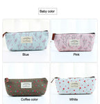 Floral Canvas Pencil Case - Zipper Stationery Pouch