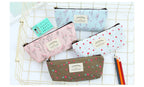 Floral Canvas Pencil Case - Zipper Stationery Pouch