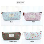 Floral Canvas Pencil Case - Zipper Stationery Pouch