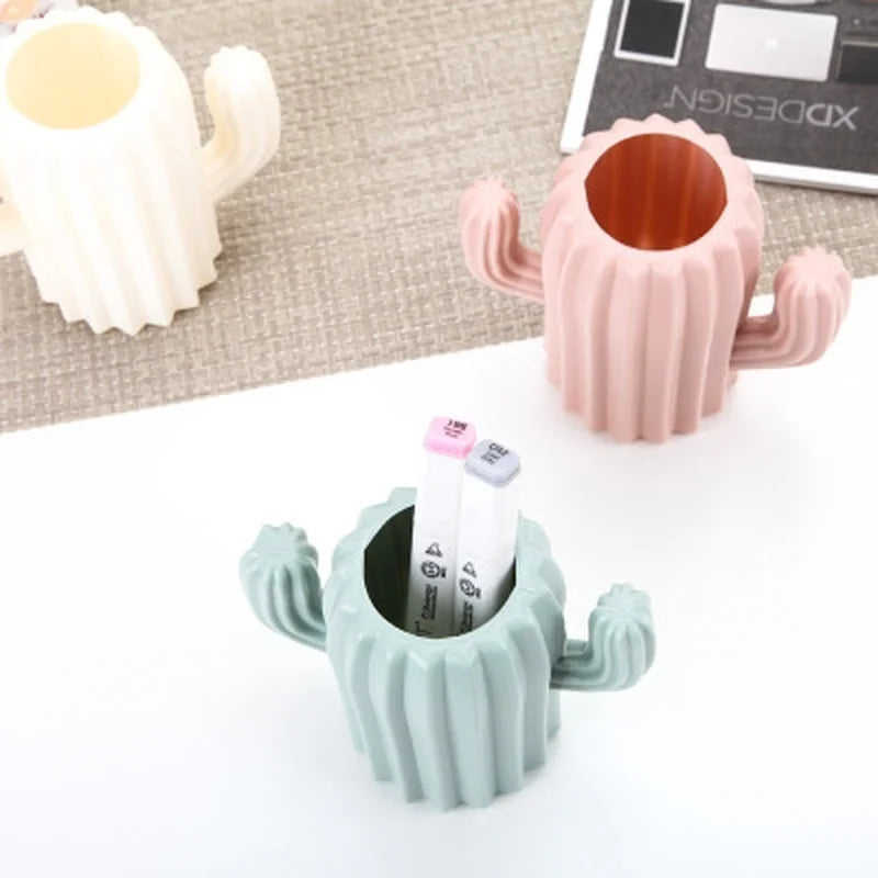 Cute Cactus Pen Holder - Fresh Desktop Organizer for Office & Home