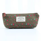 Floral Canvas Pencil Case - Zipper Stationery Pouch