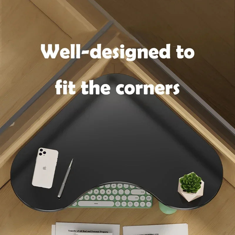 Triangular Corner Desk Riser - Adjustable Height Metal Laptop Stand with Storage