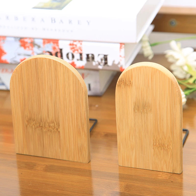 Bamboo Bookends - Natural Desktop Organizer & Book Stand (2 Sizes)
