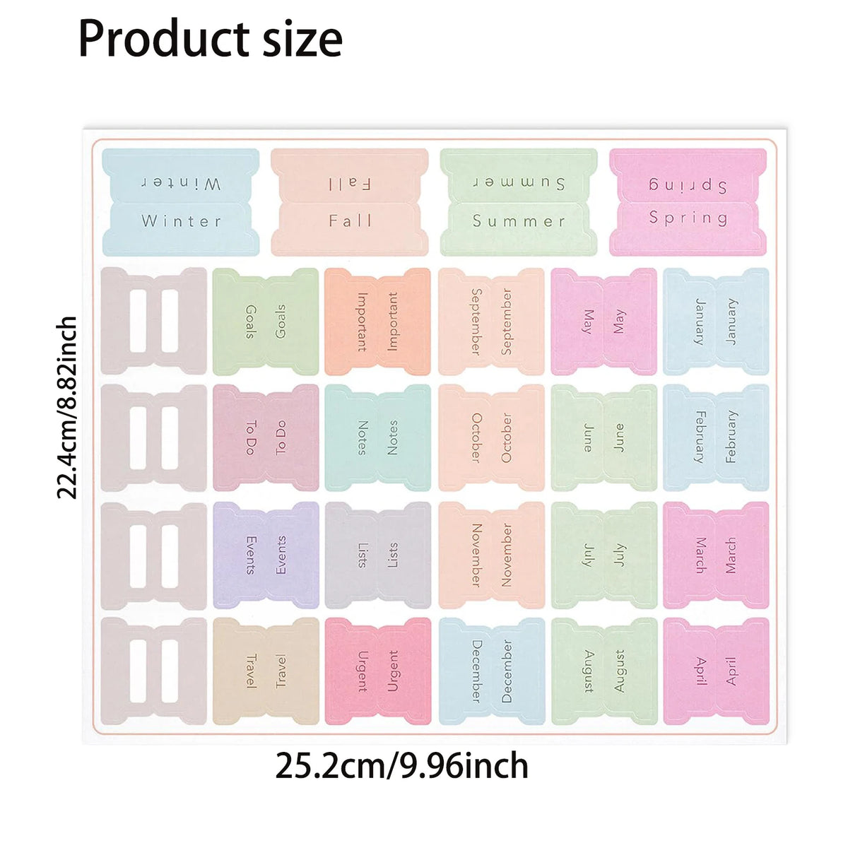 Planner Tabs Set – 84 Pieces | Monthly, Seasonal & Category Index Tabs | Pastel Colors | 12 Blank Tabs to Customize