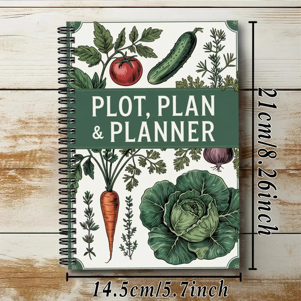 Plot, Plan & Planner – A5 Garden Journal | 60-Page Spiral Notebook for Vegetable & Flower Gardening | Beginner & Expert