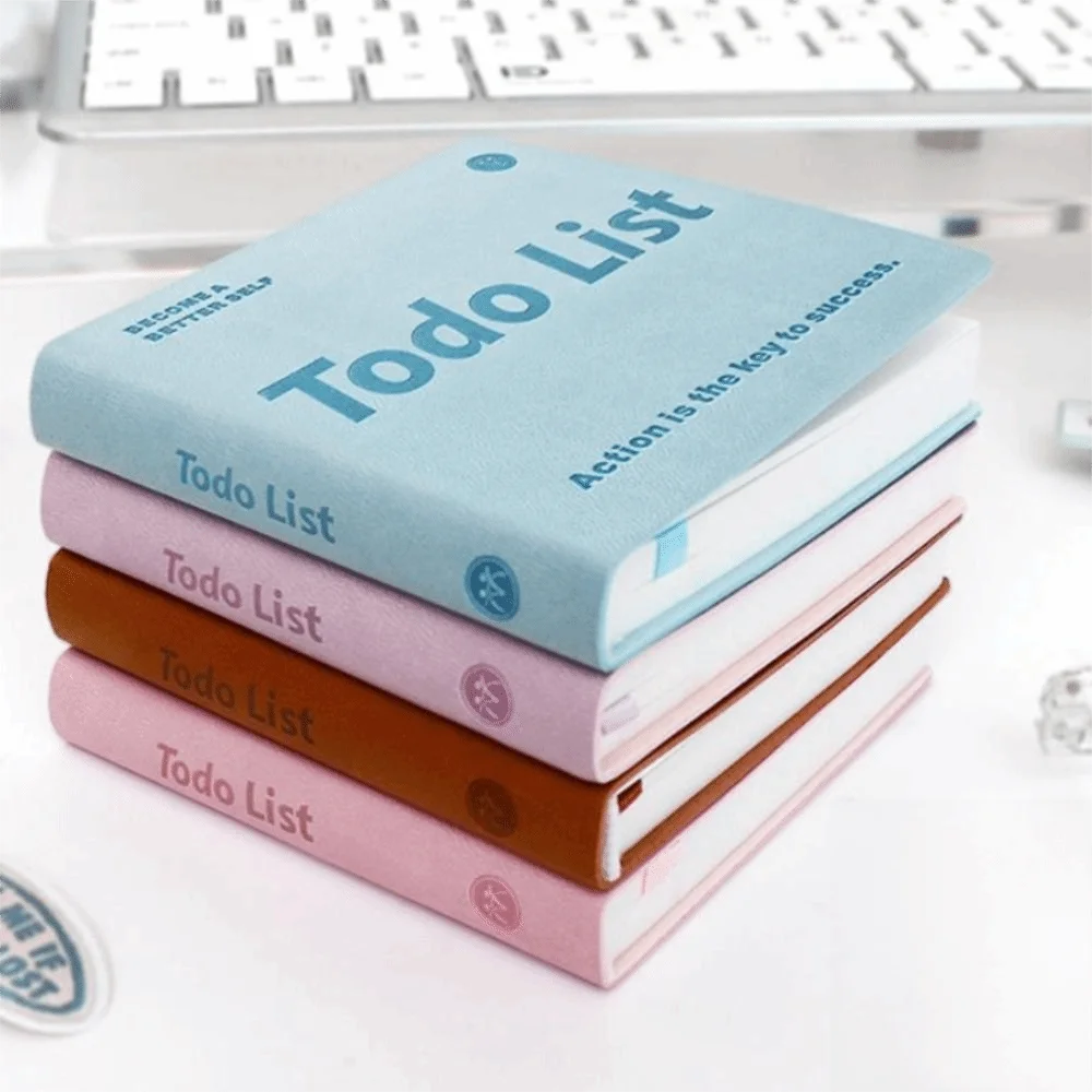 Todo List Pocket Planner – 365-Day Daily To-Do Notebook | 10×10cm Portable | Waterproof Leather Cover | 4 Colors