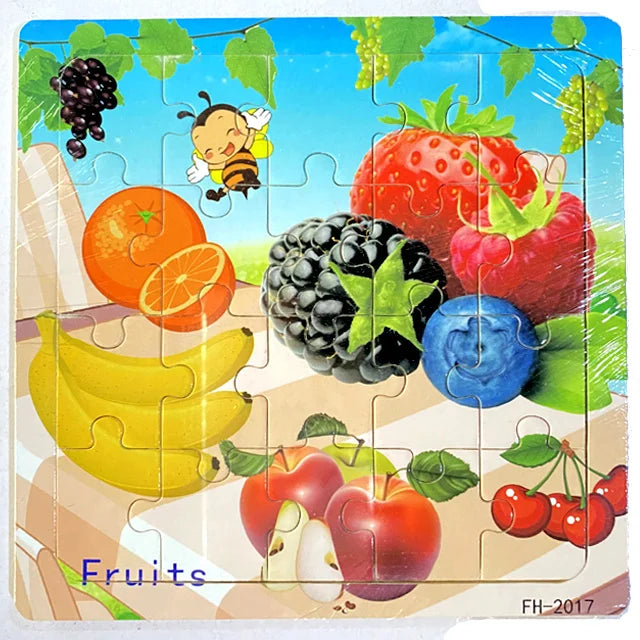 Wooden 3D Cartoon Puzzle — Montessori Educational Toy for Toddlers & Kids Ages 3–6