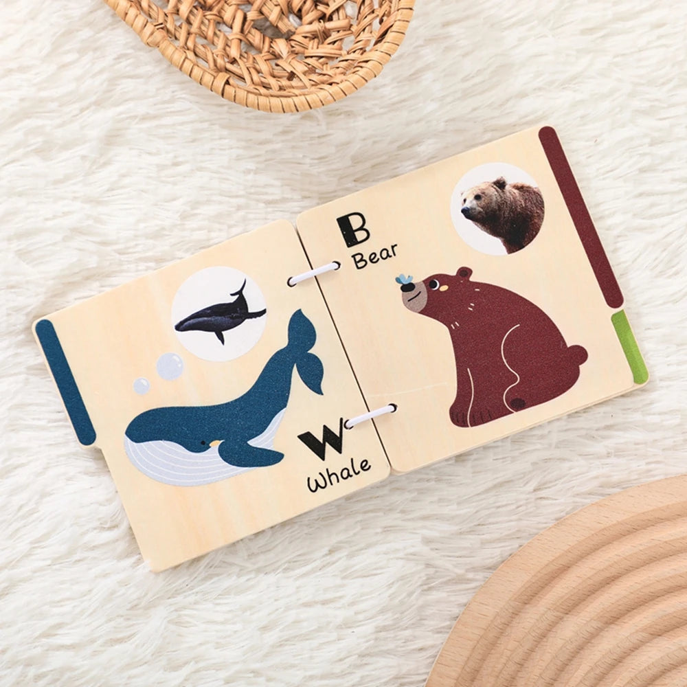 Wooden Animal Flap Book - Interactive Learning Toy for Babies & Toddlers