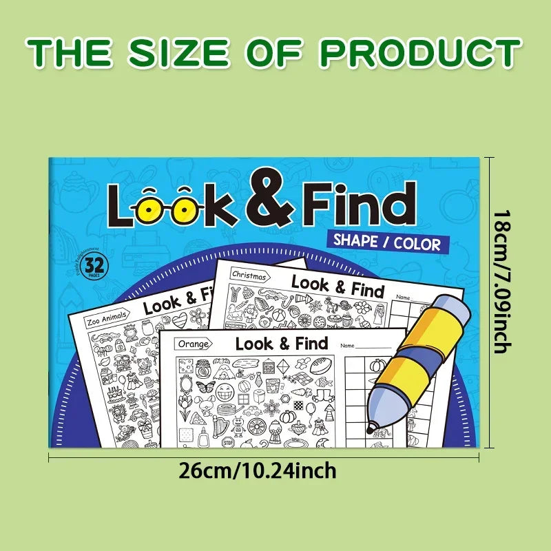 Look & Find Coloring Workbook for Kids — Shapes, Colors & Handwriting Activities, Ages 3–6