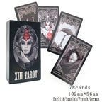 XIII Dark Tarot Deck - 78 Cards Gothic Mysterious Divination | 5 Languages on Every Card | QR Guide Included | Adults 18+