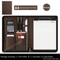 Executive A4 Leather Portfolio Folder – Zippered PU Leather Padfolio | With or Without Calculator | Black, Bronze, Blue & Brown