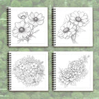 Adult level Spiral Coloring Book - 30 Sheets Floral Designs with Light Shading | 8.3x8.3" | Birthday & Holiday Gift