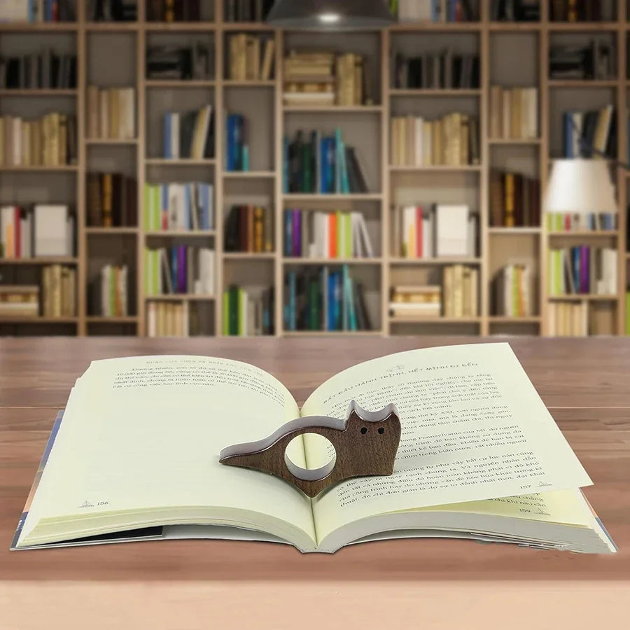 Natural Wood Animal Bookmark - Thumb Ring Page Holder