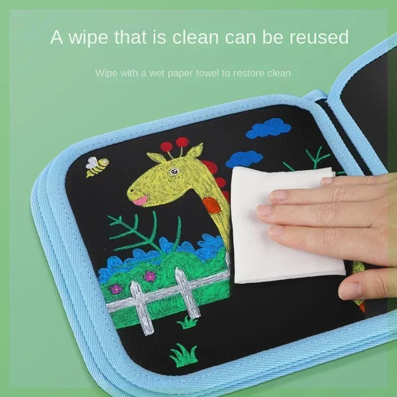 Magic Erasable Fabric Coloring Book for Kids – Draw, Erase & Repeat! | 6 Pages + 3 Pens Included