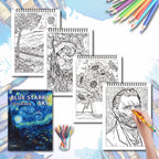Art Coloring Book Set - 3 Books (Van Gogh, Moon, Mandala) - 90 Designs Total