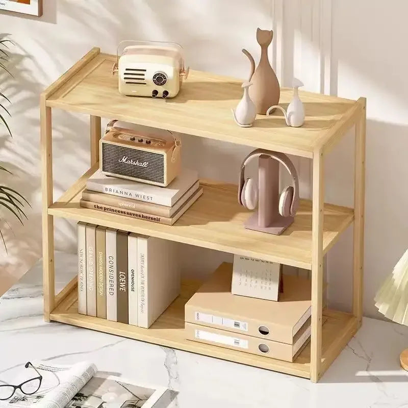 Wooden Desktop Storage Rack — 2 or 3-Layer Stationery Organizer for Desk & Office