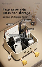 Desktop Organizer Box - 4-Compartment Multi-Use Storage | Standing or Sitting Design | Office, Dorm & Home