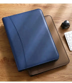 Executive A4 Leather Portfolio Folder – Zippered PU Leather Padfolio | With or Without Calculator | Black, Bronze, Blue & Brown