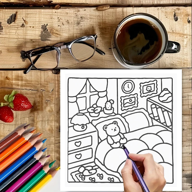 Themed Coloring Book - 28 Pages, 12 Styles to Choose From