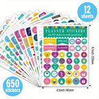 Aesthetic Planner Stickers – 12 Sheets | 650 or 720 Stickers | Holidays, Goals, Quotes, Habits, Finance & More