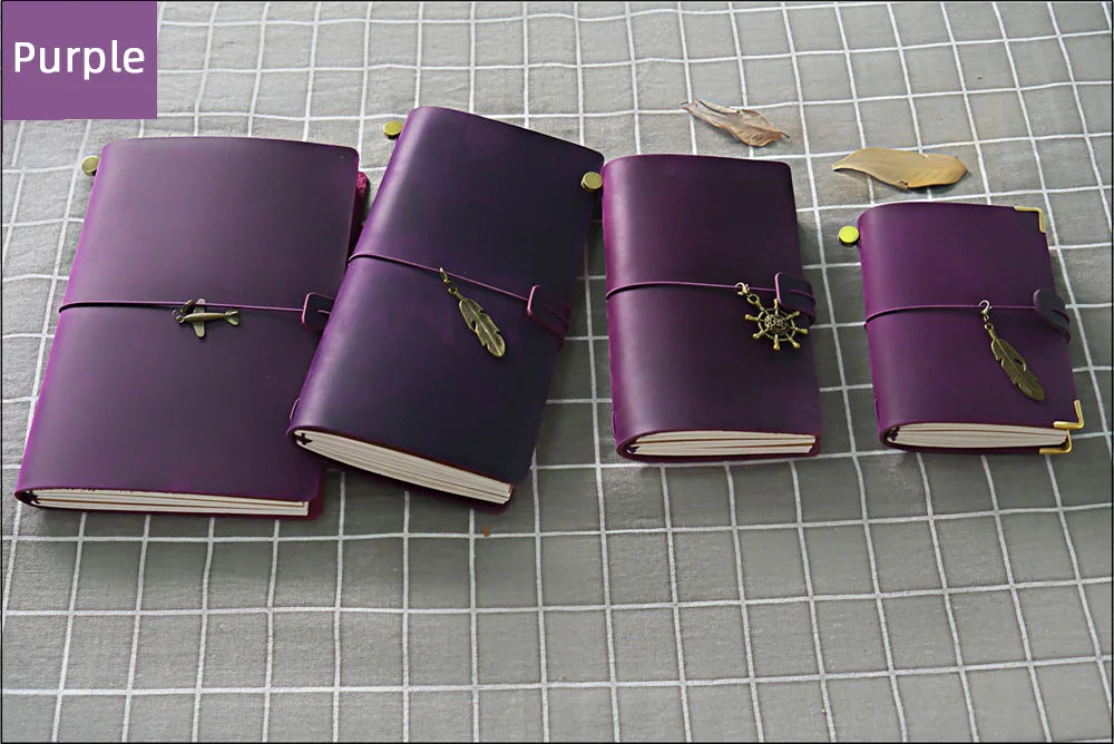 Genuine Leather Refillable Travel Journal - Handmade Retro Notebook with 192 Pages