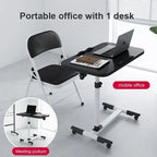 Rolling Bedside Laptop Desk with 360° Rotating & Tilting Top – Height Adjustable 59–89cm, Lockable Wheels | Black & White