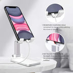 Adjustable Phone & Tablet Desk Stand — Universal Desktop Holder for iPhone, iPad & More