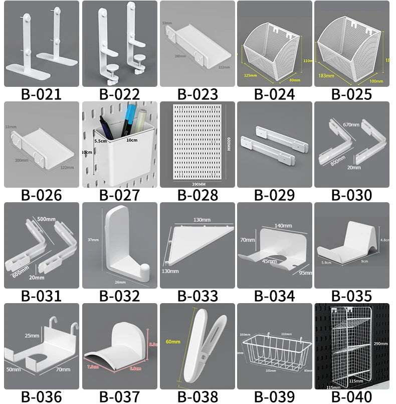 Modular Pegboard Organizer System – Wall & Desk Mountable | Boards, Mounting Kits & Accessories