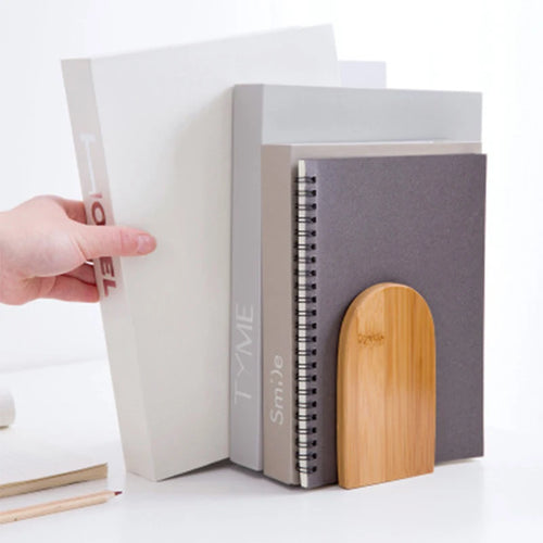 Bamboo Bookends - Natural Desktop Organizer & Book Stand (2 Sizes)