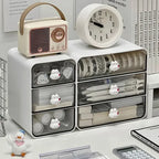Clear Desktop Storage Box with Lid - Multi-Use Organizer for Desk & Vanity (2 Sizes)