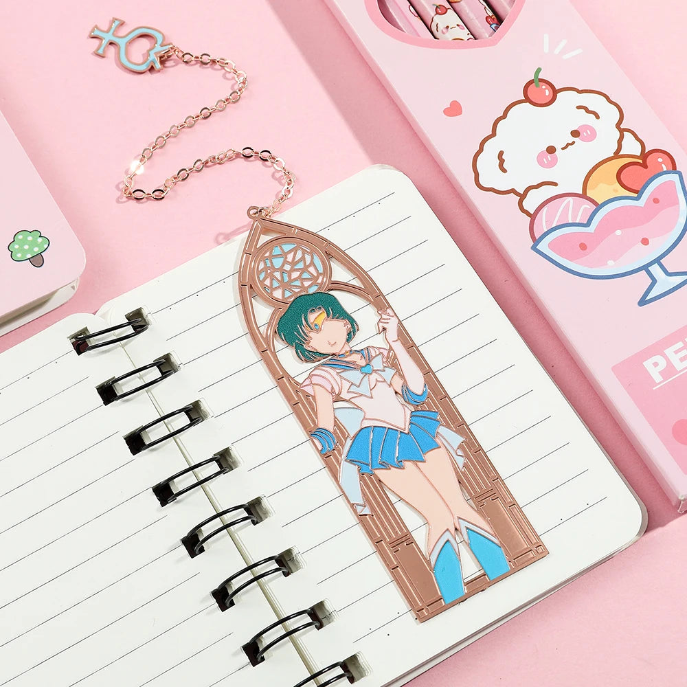 Anime Girl Metal Bookmark - Collectible Character Page Marker