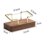 Wooden Business Card Holder with Gold Wire Stand – Desk Organizer Display | Beech or Walnut