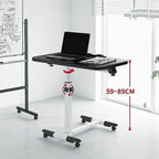 Rolling Bedside Laptop Desk with 360° Rotating & Tilting Top – Height Adjustable 59–89cm, Lockable Wheels | Black & White